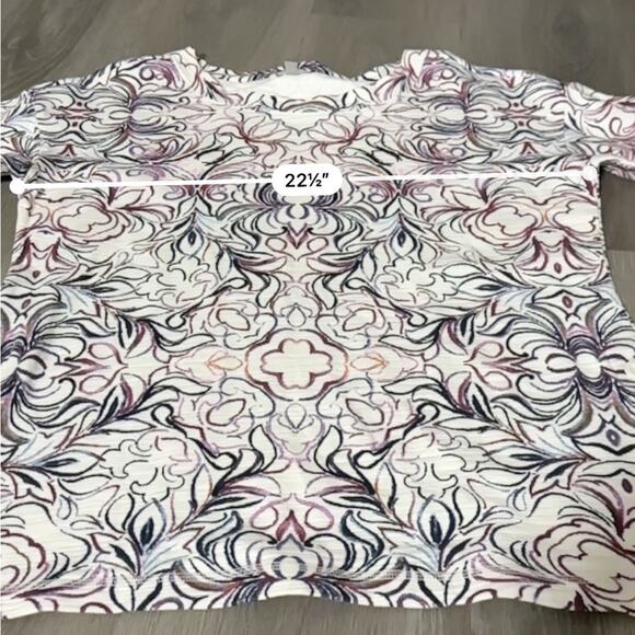 Talbots White & Purple Geometric Print 3/4 Sleeve Pullover Top Size L - Picture 7 of 8
